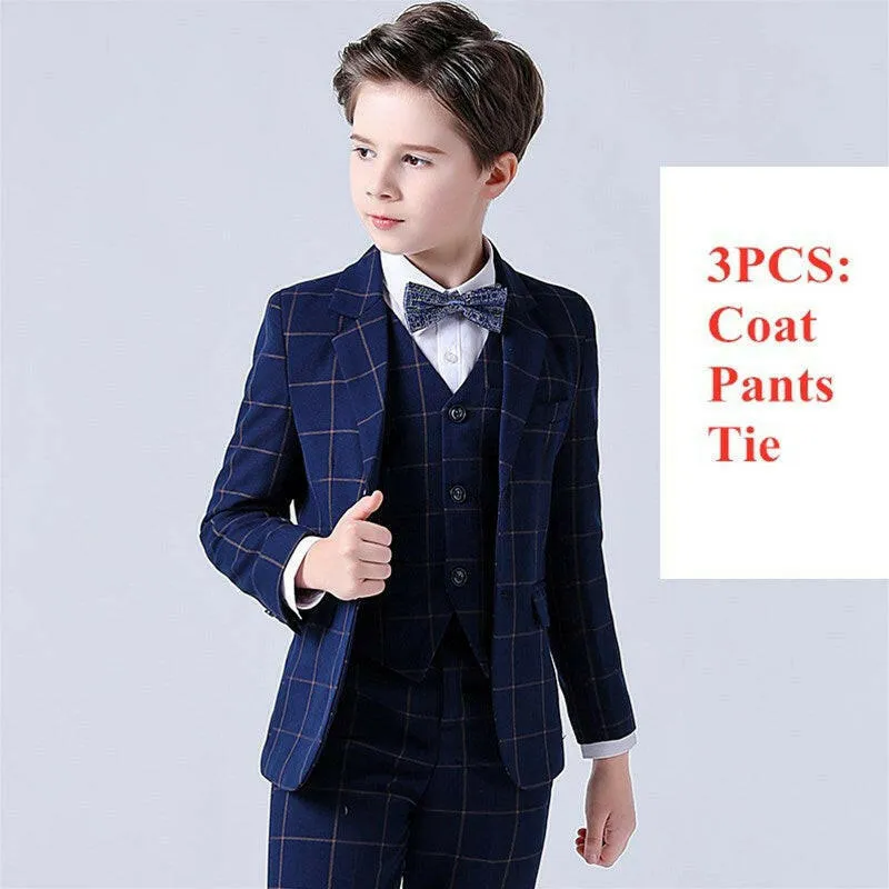 Baby Boys Plaid Wedding Suit with Bowtie Set