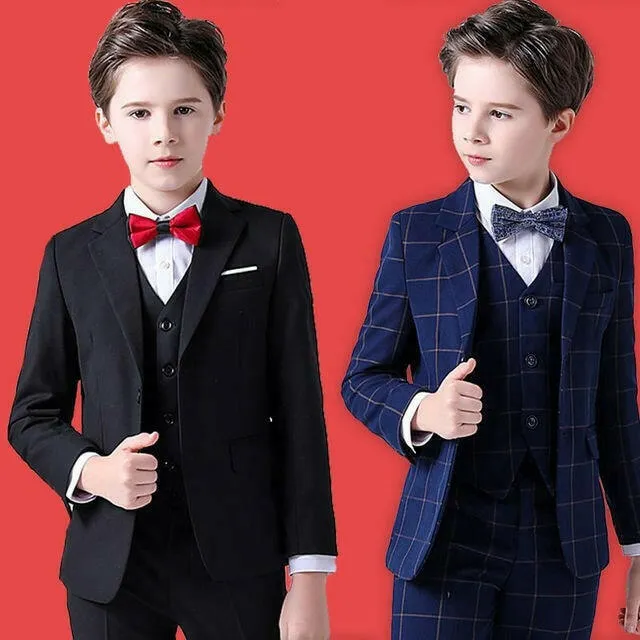 Baby Boys Plaid Wedding Suit with Bowtie Set