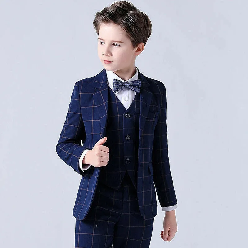 Baby Boys Plaid Wedding Suit with Bowtie Set