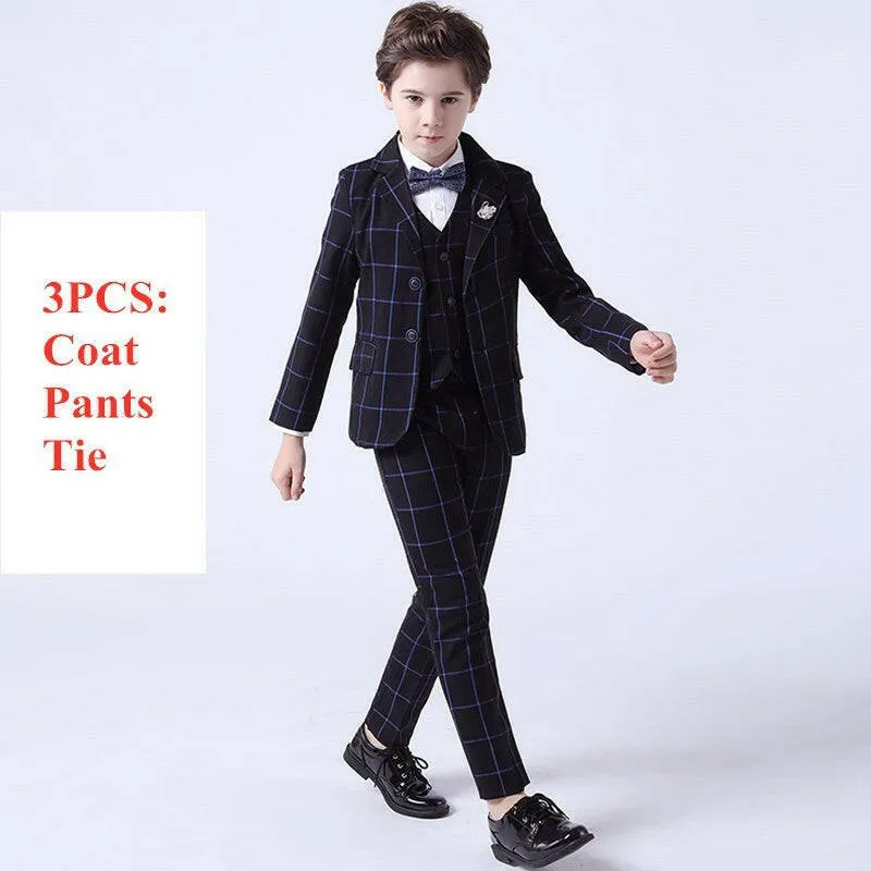 Baby Boys Plaid Wedding Suit with Bowtie Set