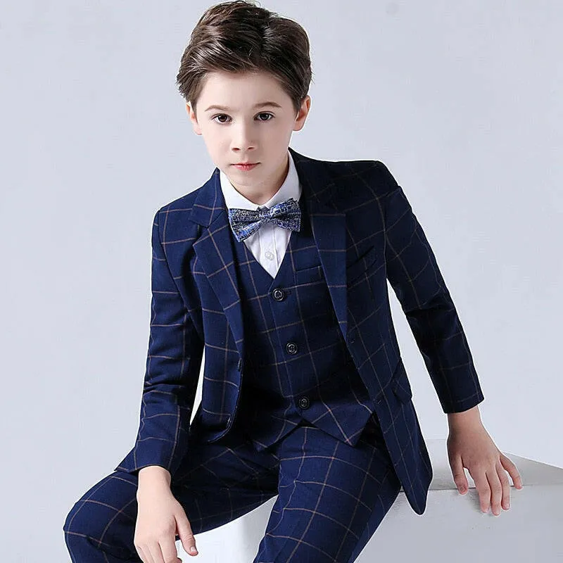 Baby Boys Plaid Wedding Suit with Bowtie Set