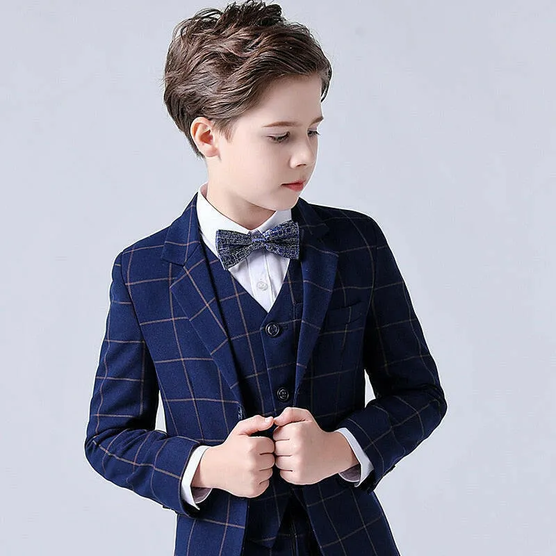 Baby Boys Plaid Wedding Suit with Bowtie Set