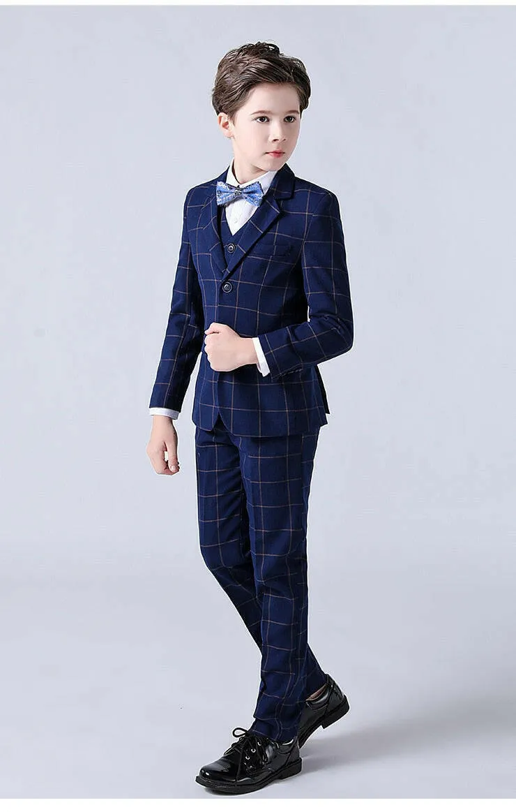 Baby Boys Plaid Wedding Suit with Bowtie Set