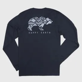 Bear Long Sleeve Graphic Tee Shirt by Happy Earth in Navy Blue