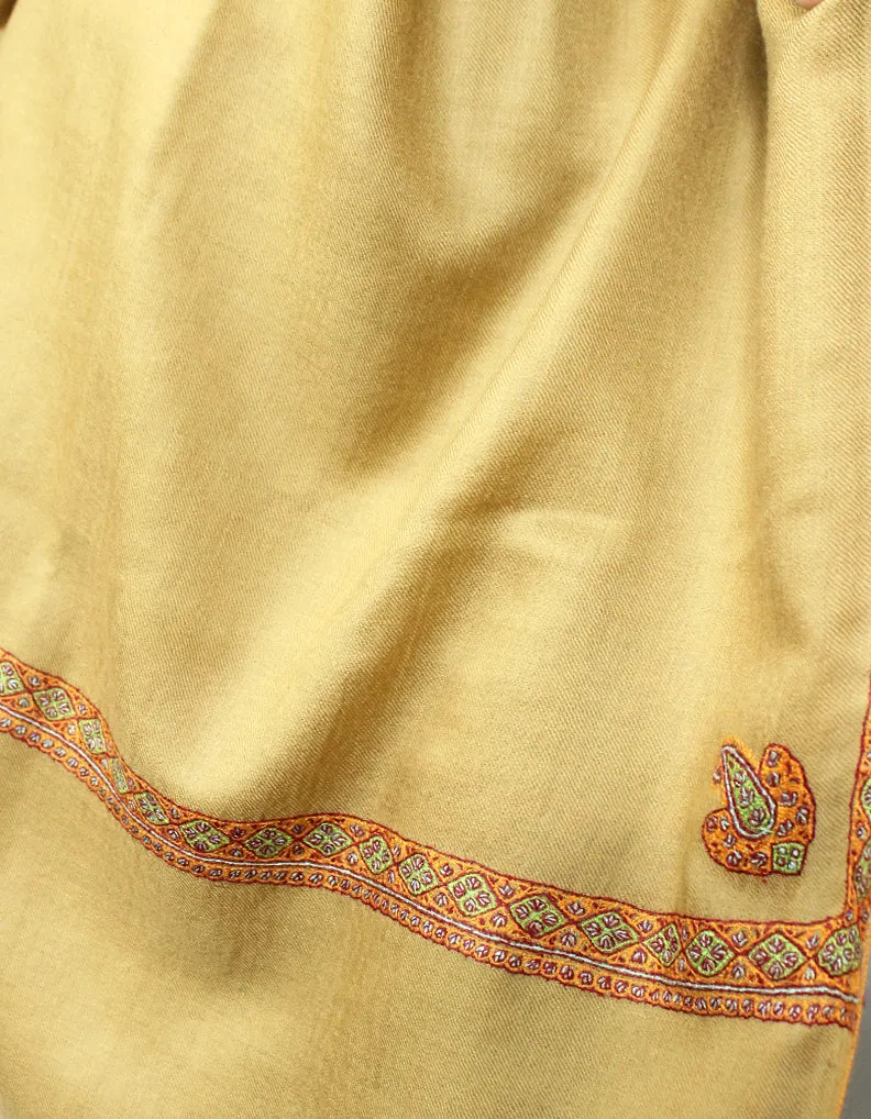 Beige Pashmina Shawl With Sozni Work 5780