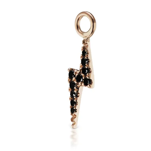 Black Diamond Lightning Bolt Charm by Maria Tash in Rose Gold.