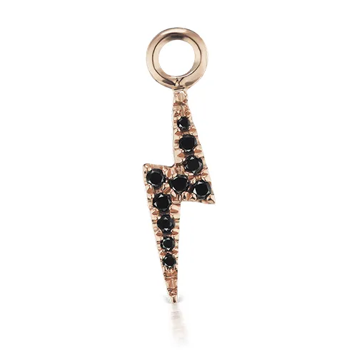 Black Diamond Lightning Bolt Charm by Maria Tash in Rose Gold.