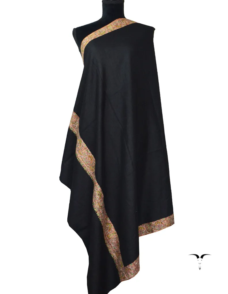 Black Pashmina Shawl In Sozni Work 5562