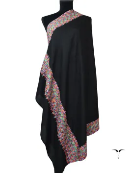 Black Pashmina Shawl With Papermachie Work 5388