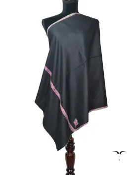 Black Pashmina Stole With Sozni 5873