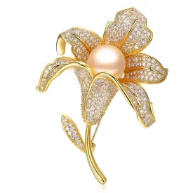 BLOOMING LILIES EDISON PEARL BROOCH