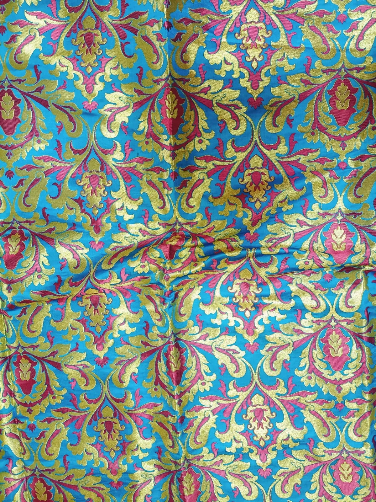 Blue Banarasi Kimkhwab Silk Meenakari Fabric  ( 1.5 Mtr )