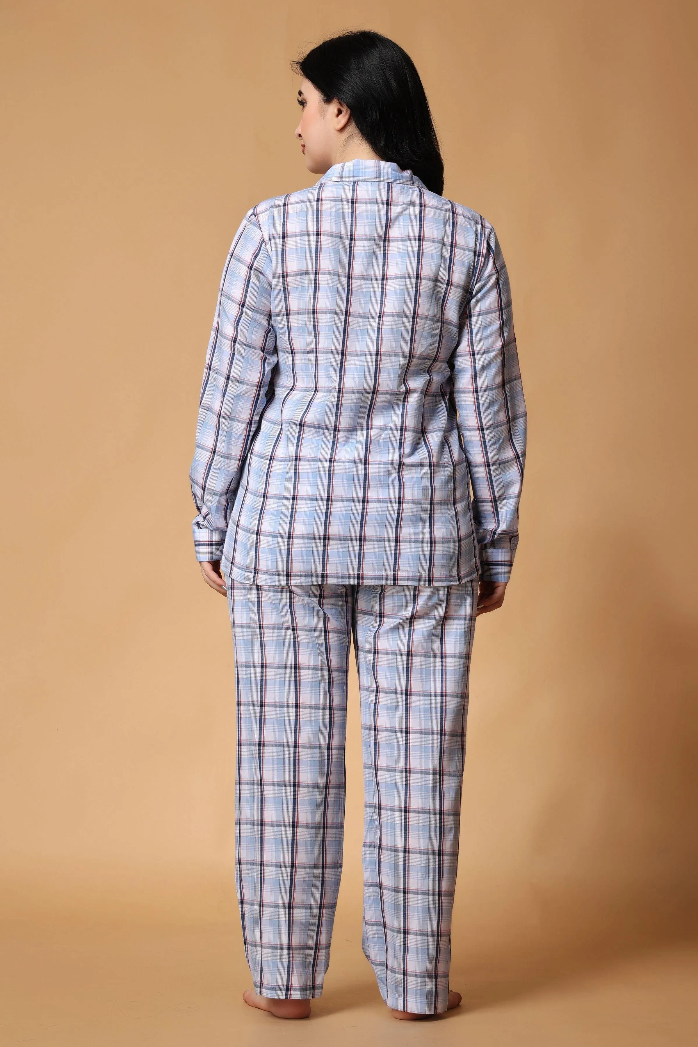 Blue Checked Night Suit Set