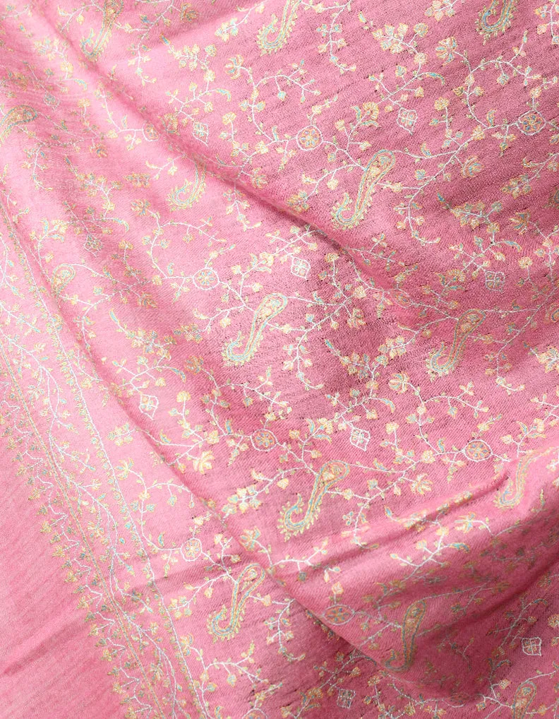 Blush Pink Pashmina Shawl With Sozni Work 5742