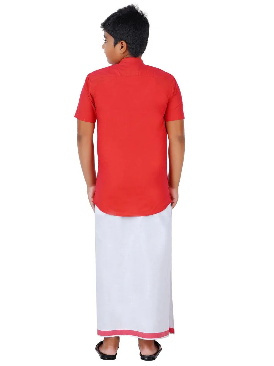 Boys Matching Dhoti & Shirt Combo Red G114