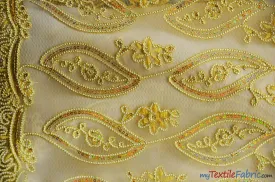 Coco Mango Sheer Embroidery |  Double Scallop Lace | 52" Wide | 2 Colors Available |