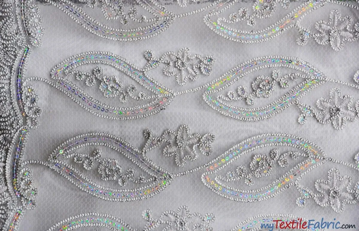 Coco Mango Sheer Embroidery |  Double Scallop Lace | 52" Wide | 2 Colors Available |