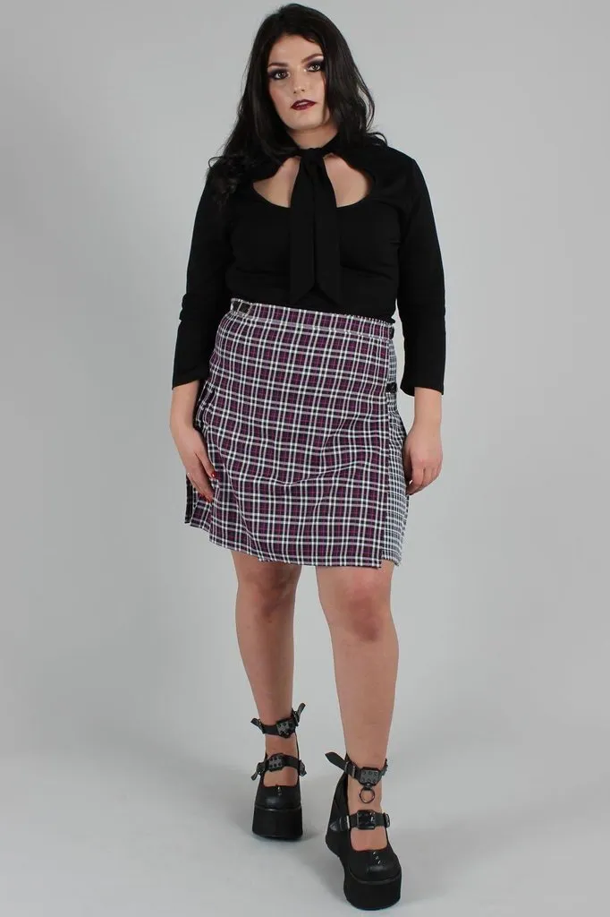 Contrast Check Buckled Mini-Kilt