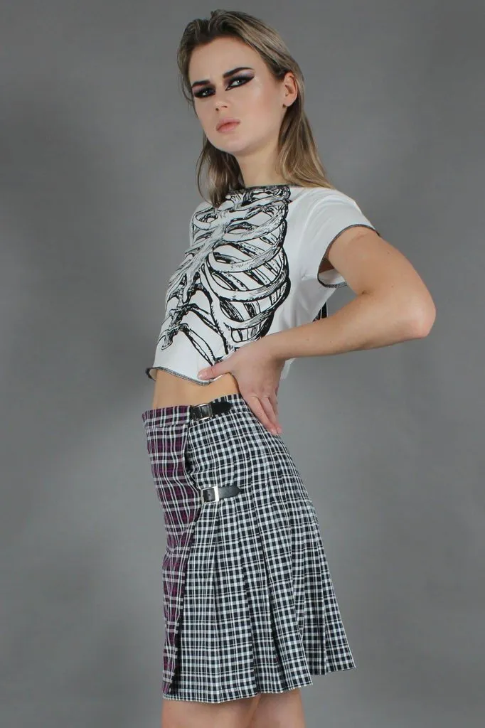 Contrast Check Buckled Mini-Kilt