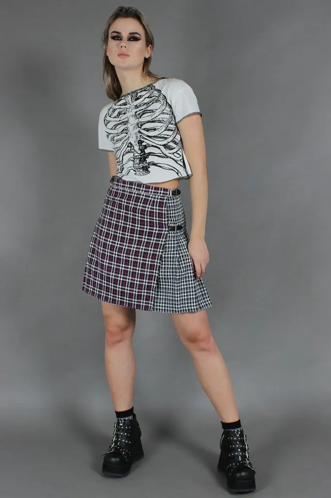 Contrast Check Buckled Mini-Kilt