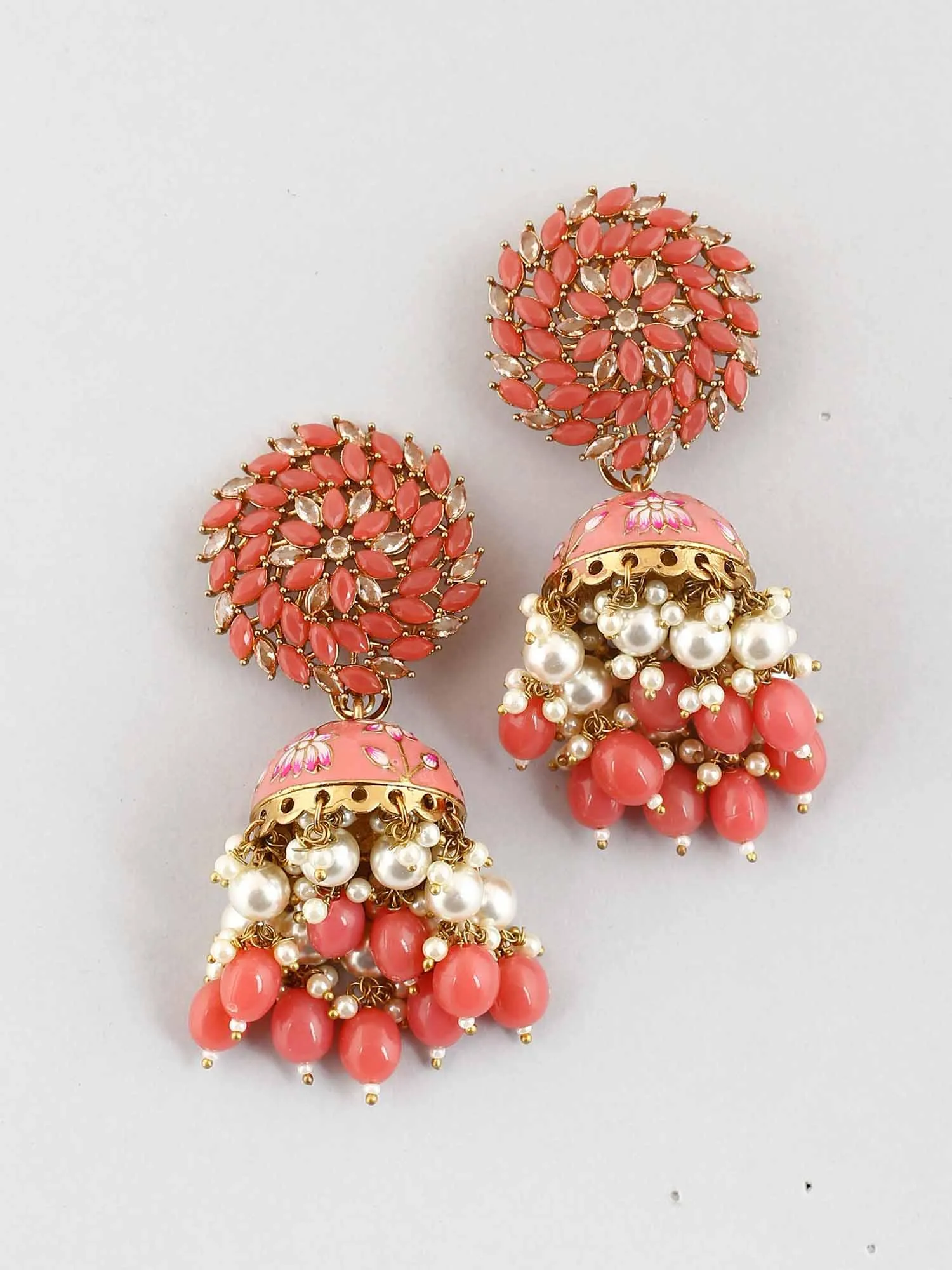 Coral Jessi Jhumkis