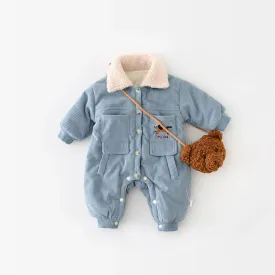 Corduroy Fur Turn Down Romper