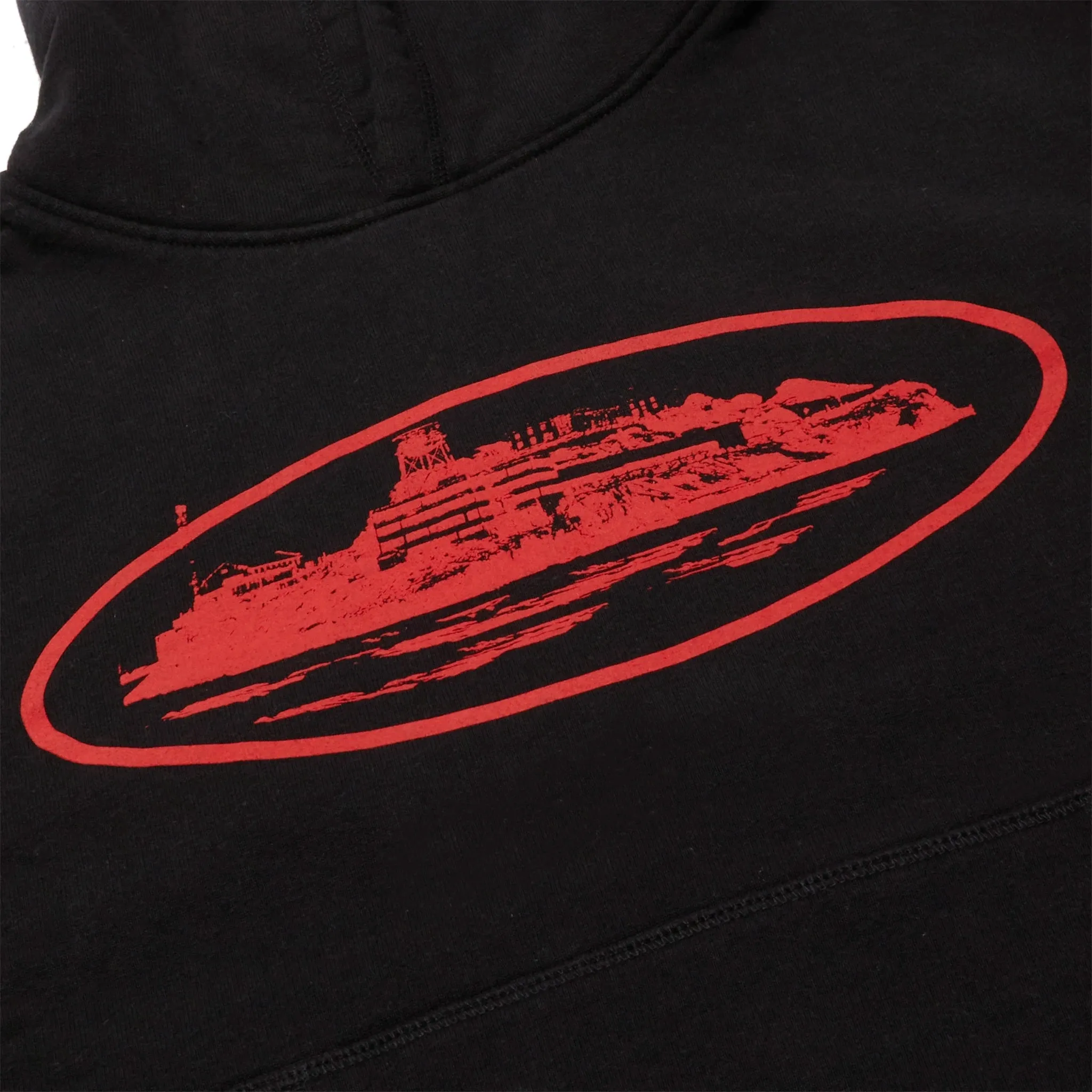 Corteiz Alcatraz V2 Black Red Hoodie