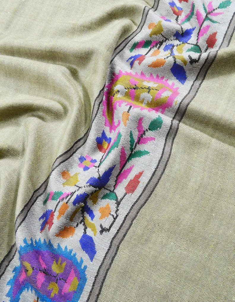 creamy white kani pashmina stole 7790