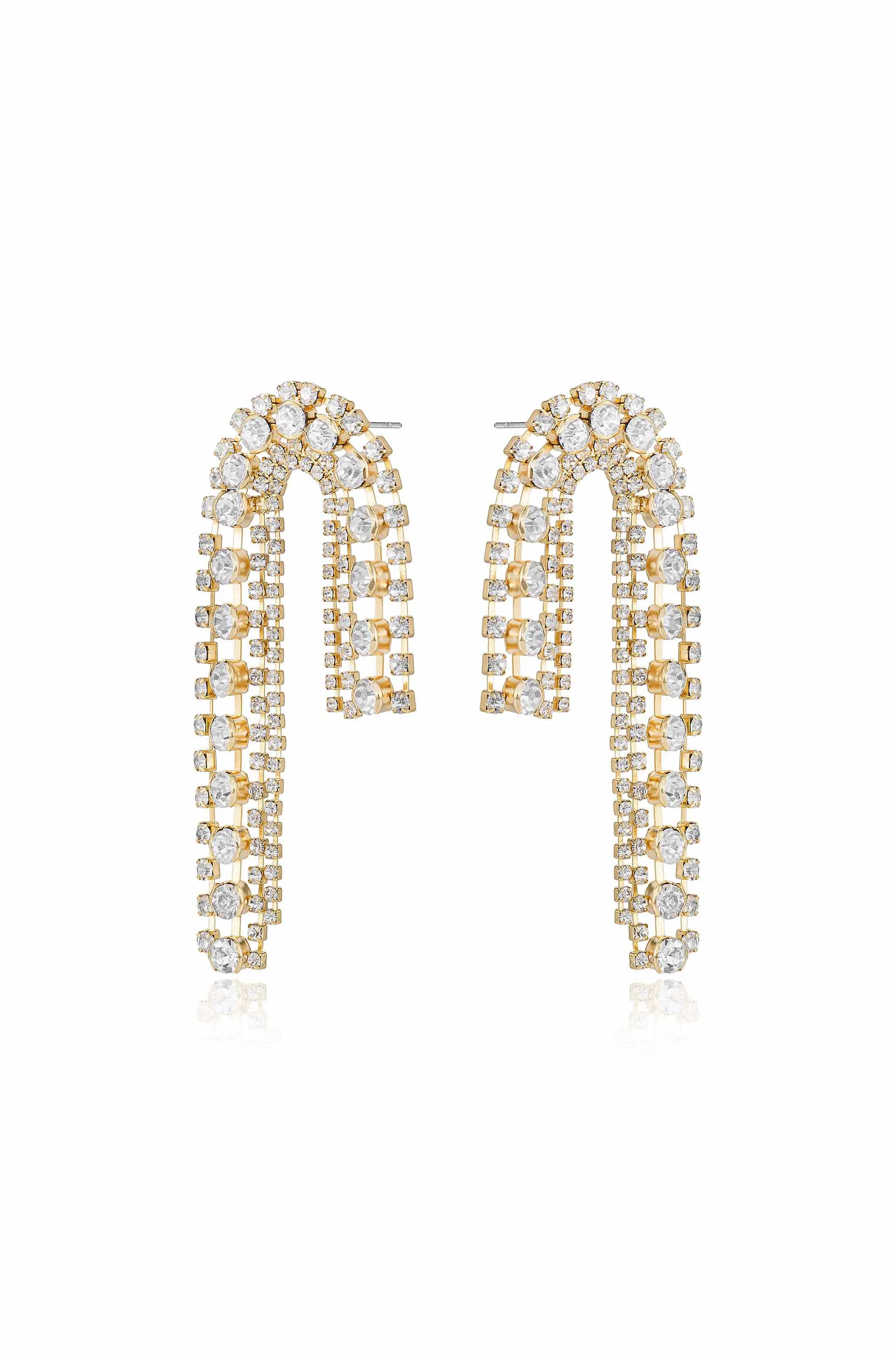 Crystal Arch Chain Statement Earrings