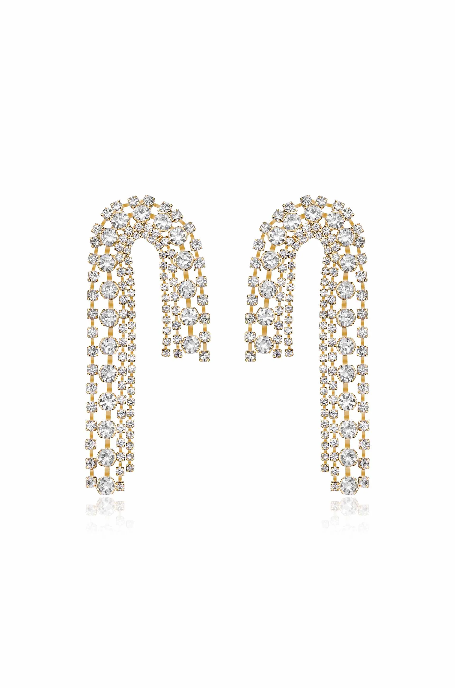 Crystal Arch Chain Statement Earrings