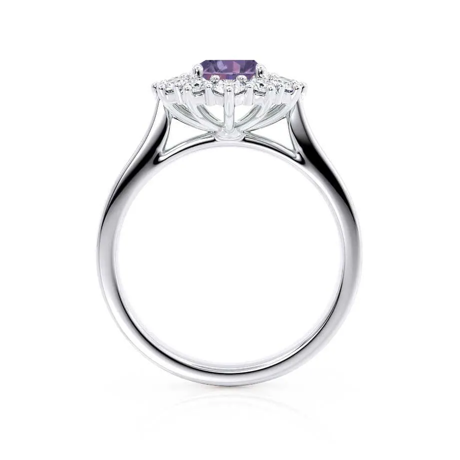 DIANA - Chatham® Alexandrite & Lab Diamond 950 Platinum Halo