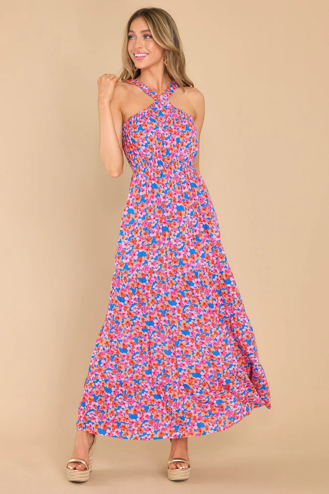 Divine Designs Blue Multi Floral Maxi Dress