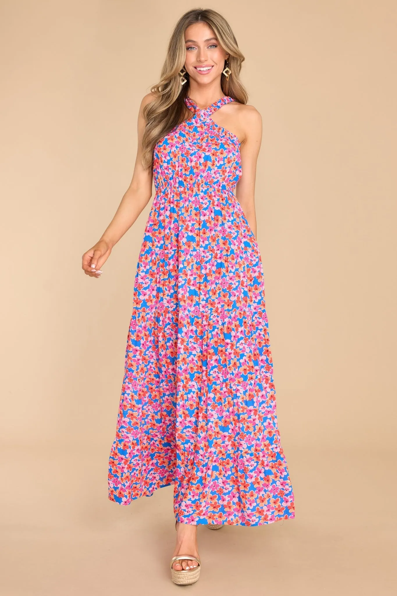 Divine Designs Blue Multi Floral Maxi Dress