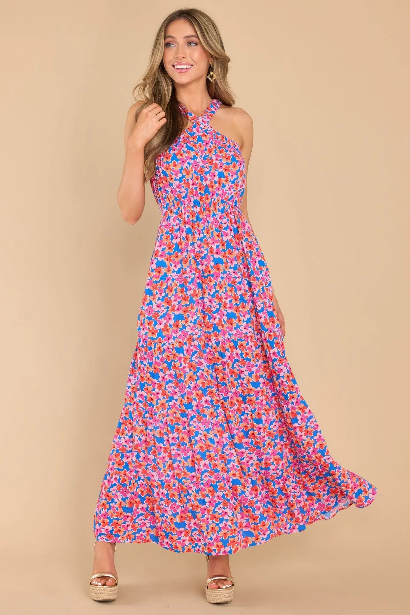 Divine Designs Blue Multi Floral Maxi Dress