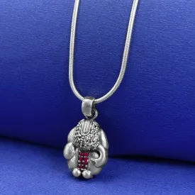 Elegant Ganesh Silver Zircon Pendant