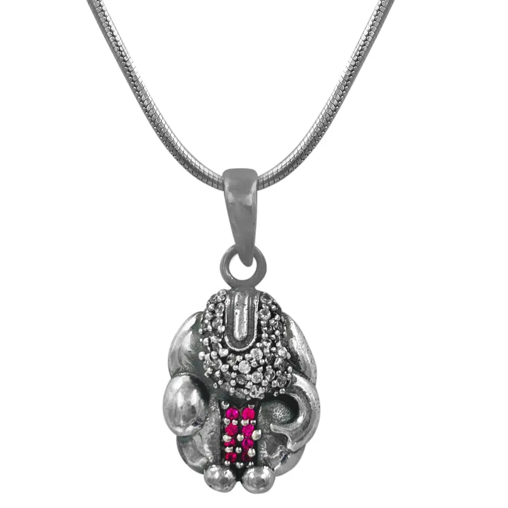 Elegant Ganesh Silver Zircon Pendant