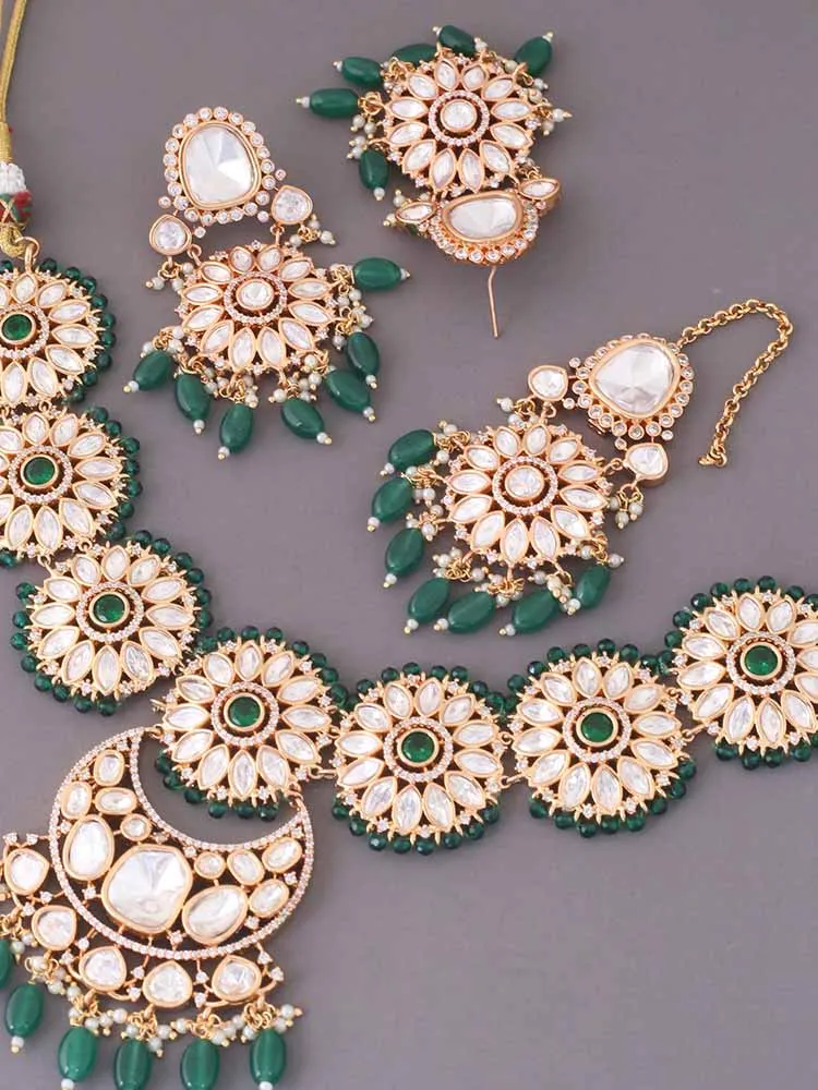 Emerald Aadhya Kundan Jewellery Set