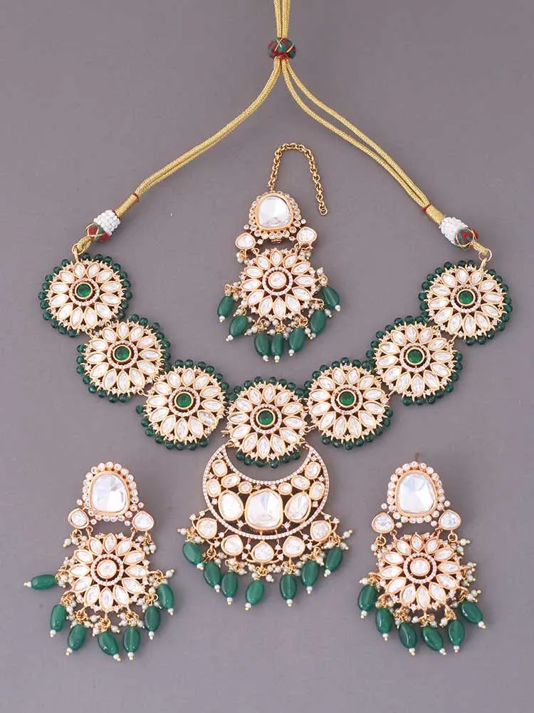 Emerald Aadhya Kundan Jewellery Set