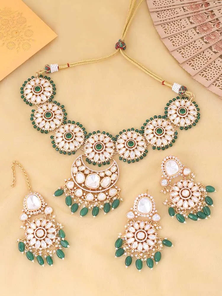 Emerald Aadhya Kundan Jewellery Set