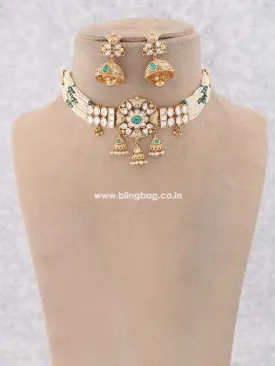 Emerald  Hemangini Temple Jewellery Set