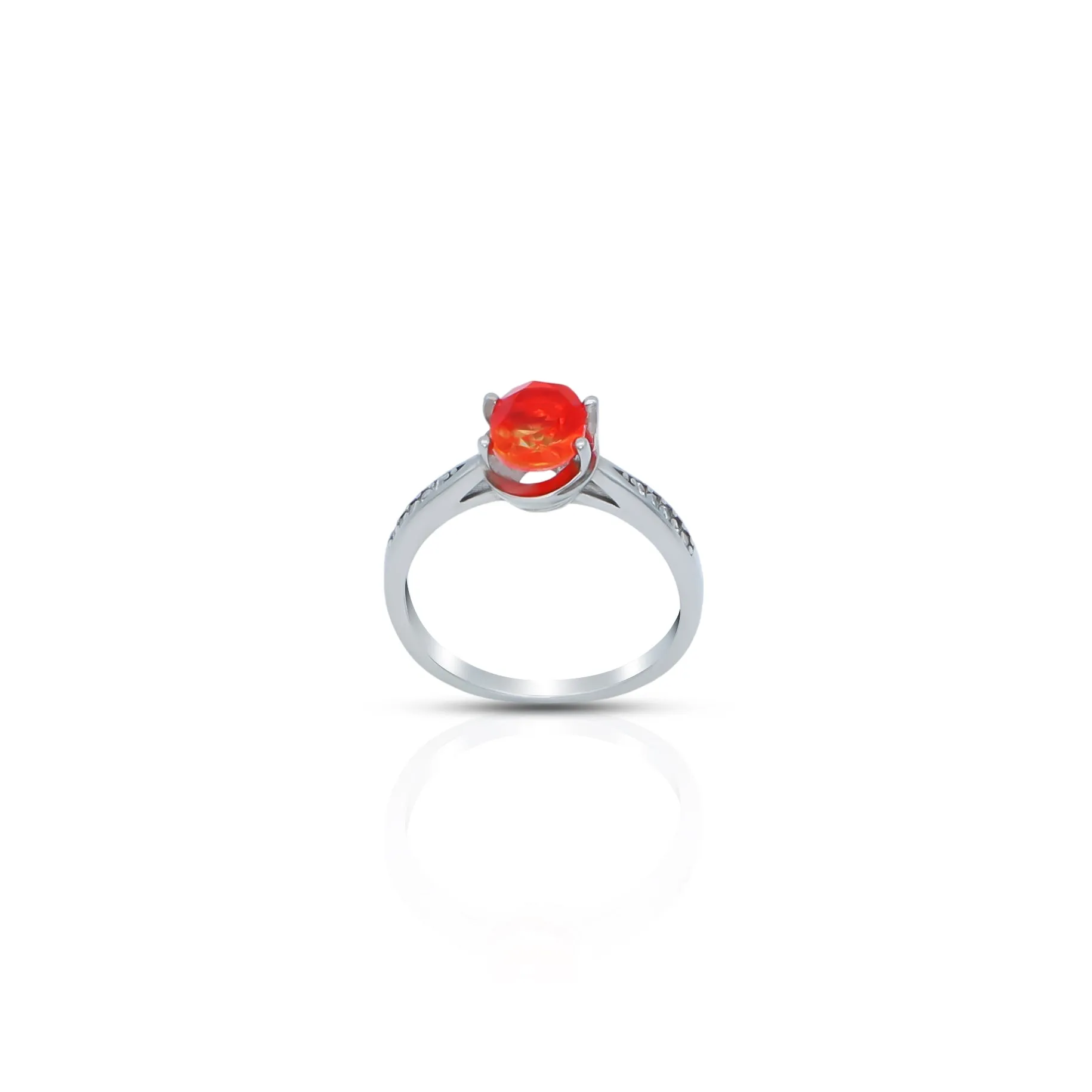 Fire Opal Sterling Silver Ring