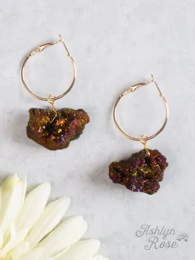 Fortune Teller Hoop Earrings, Purple Amethyst