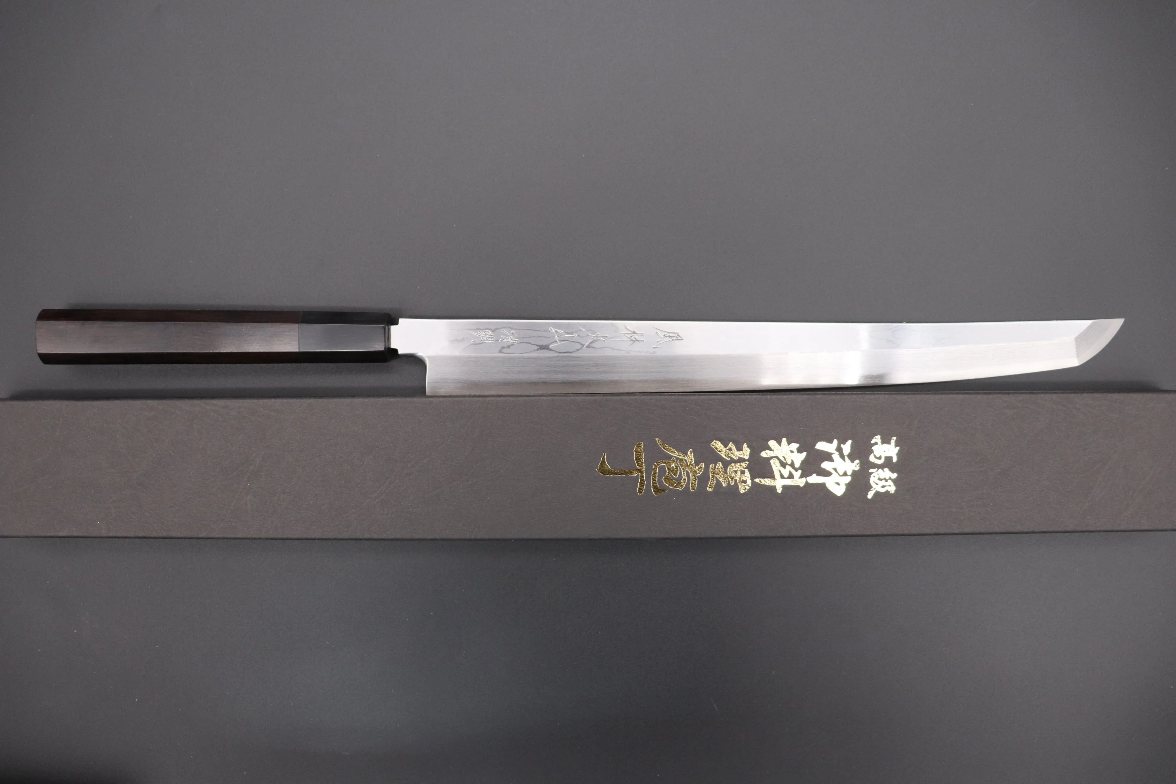 Fu-Rin-Ka-Zan Limited, Blue Steel No.1 Suminagashi FSO-B1SA Sakimaru Takohiki 300mm (Octagon Shaped Ebonywood Handle)