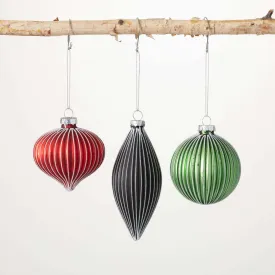 Glitter-Striped Drop Ornaments