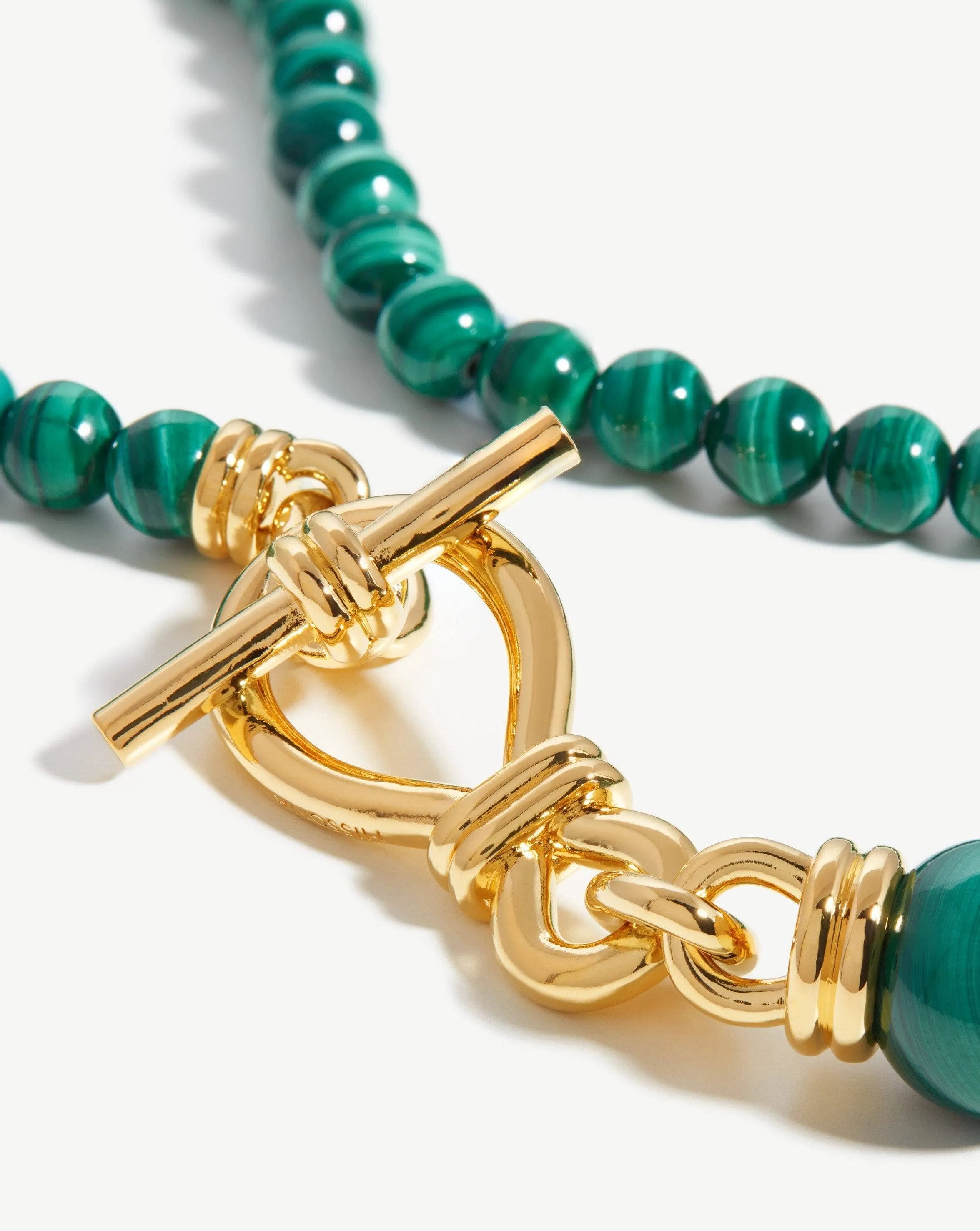 Graduated Sphere T-Bar Necklace | 18k Gold Plated/Malachite