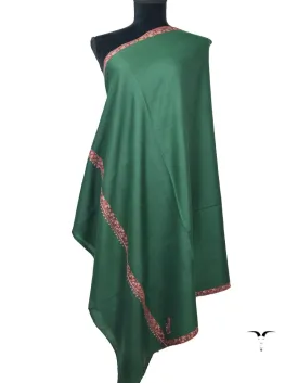 Green Pashmina Shawl With Sozni Embroidery 5810