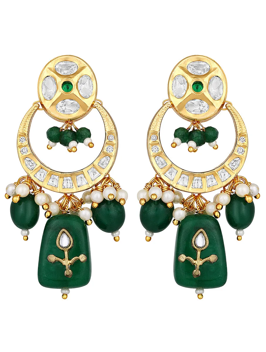 Green Plated Kundan Earrings