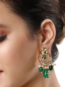 Green Plated Kundan Earrings