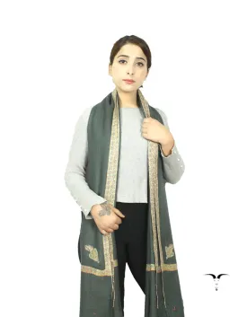 Grey Pashmina Shawl With Sozni Work 5775