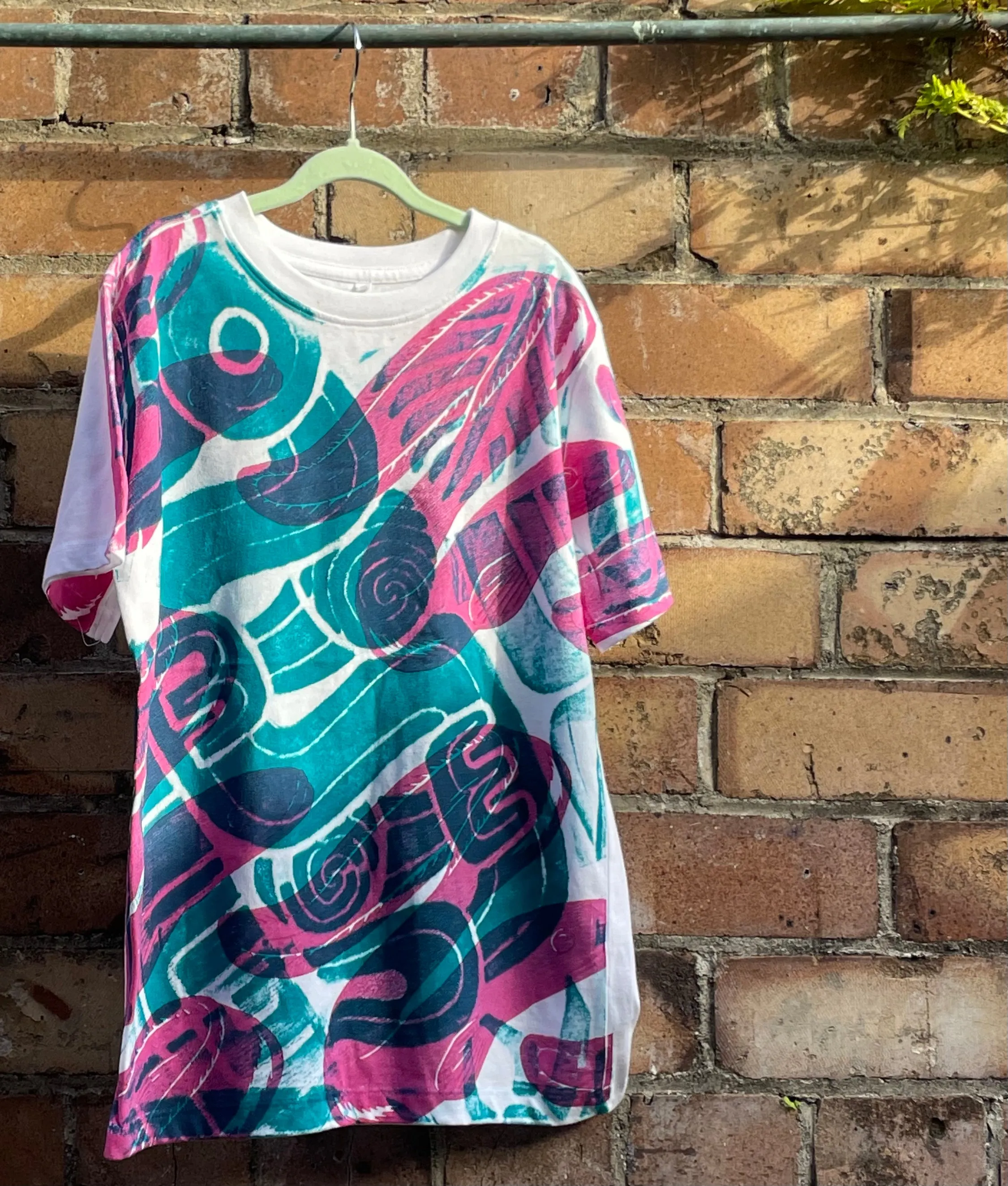 Hand-printed T-Shirt (Tamariki) Size 9 by Numa Mackenzie